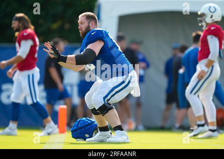 Indianapolis Colts center Wesley French (62) talks with