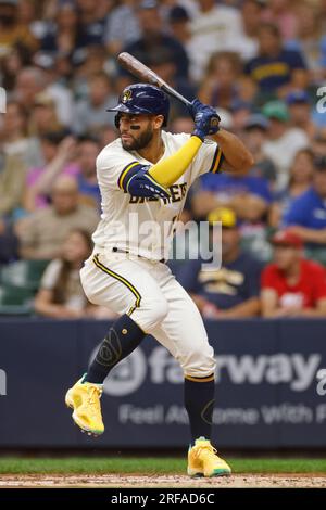 Milwaukee Brewers' Abraham Toro (13) celebrates his two-run home run  against the Toronto Blue Jays during the second inning of a baseball game  Wednesday, May 31, 2023, in Toronto. (Frank Gunn/The Canadian