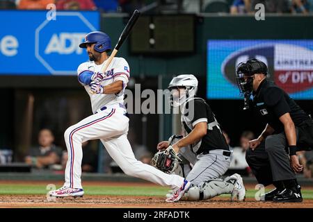 Texas Rangers' Marcus Semien takes batting practice before a baseball game  against the Detroit Tigers in Arlington, Texas, Wednesday, June 28, 2023.  (AP Photo/LM Otero Stock Photo - Alamy