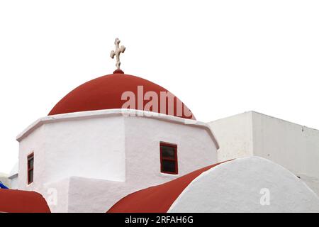 Church isolated on white background, Greek island Stock Photo