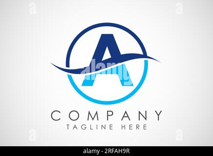 Initial alphabet with swoosh or ocean wave logo design. Graphic alphabet symbol for corporate business identity Stock Vector