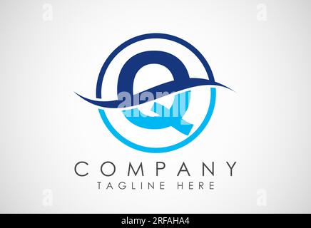 Initial alphabet with swoosh or ocean wave logo design. Graphic alphabet symbol for corporate business identity Stock Vector