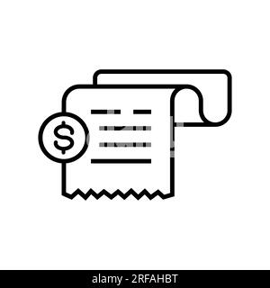 Receipt, bill and invoice line icon. Finance document with dollar vector outline sign. Stock Vector