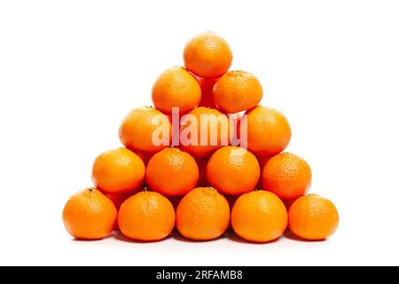 Bright Orange tangerines fruits isolated on white background Stock Photo