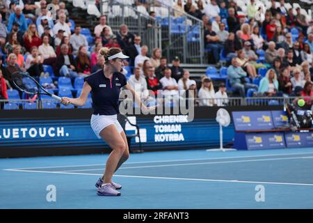 Prague, Praha, Czech Republic. 1st Aug, 2023. LINDA NOSKOVA (CZE) in action during the LIVESPORT PRAGUE OPEN - Womens Tennis - WTA250 (Credit Image: © Mathias Schulz/ZUMA Press Wire) EDITORIAL USAGE ONLY! Not for Commercial USAGE! Stock Photo