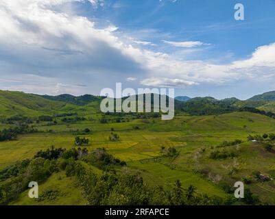 Agricultural land in mountain with forest. Mindanao, Philippines. Stock Photo