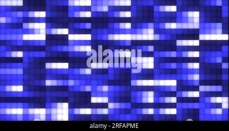 Abstract background. Blue and white moving squares and lines are beautiful and glowing magical energy. Stock Photo