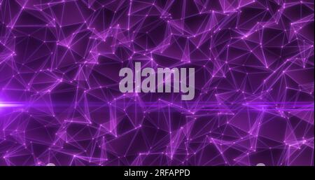 Abstract purple glowing energy lines and triangles plexus triangulation scientific futuristic high tech background. Stock Photo