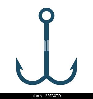 Double fish hook of fisherman on white background. Isolated illustration. Stock Photo