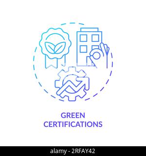 2D gradient green certifications line icon concept Stock Vector