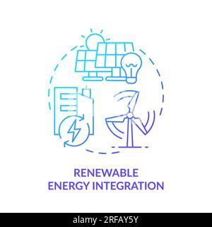 2D gradient renewable energy integration line icon concept Stock Vector