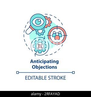 Anticipating objections multi color concept icon Stock Vector