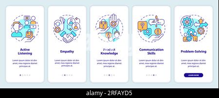Salesperson essential skills onboarding mobile app screen Stock Vector