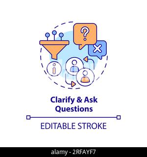 Clarify and ask questions multi color concept icon Stock Vector