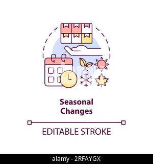 2D customizable seasonal changes line icon concept Stock Vector