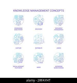 Gradient icons for knowledge management concepts Stock Vector