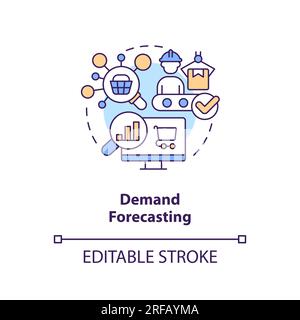 2D customizable demand forecasting line icon concept Stock Vector
