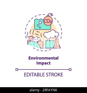 2D customizable environmental impact line icon concept Stock Vector