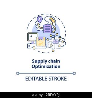 2D supply chain optimization line icon concept Stock Vector