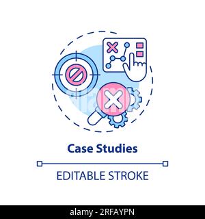 Case studies multi color concept icon Stock Vector