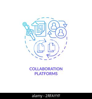 2D gradient collaboration platforms linear icon concept Stock Vector