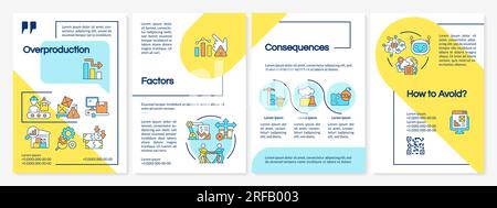 2D brochure with overproduction linear icons Stock Vector