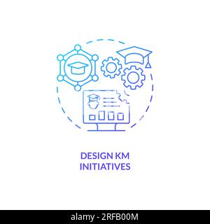 2D gradient design KM initiatives linear icon concept Stock Vector