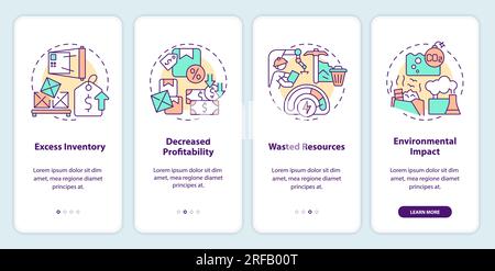 Overproduction with multicolor linear icons concept Stock Vector