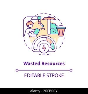 2D customizable wasted resources line icon concept Stock Vector