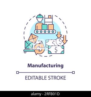 2D customizable manufacturing line icon concept Stock Vector