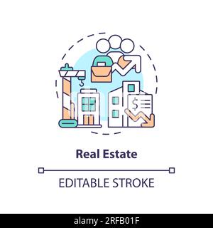 2D customizable real estate line icon concept Stock Vector
