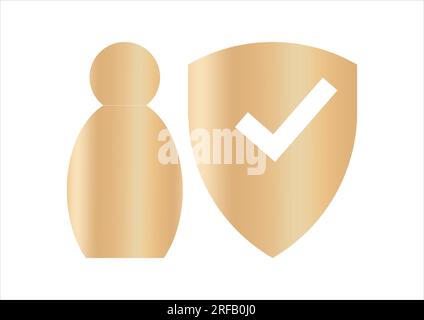 Shield protect icon and person model, Security protection and health insurance. The concept of person home, protection, health care day. Vector Stock Vector