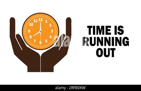 Time is running out. Hand holding clock. Vector illustration on white background. Stock Vector