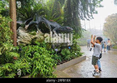 Tourists at Avatar The Experience at Gardens By The Bay inside the Cloud Forest greenhouse, Singapore Stock Photo