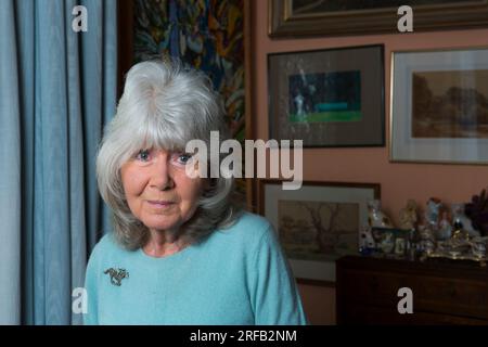 Portrait of author Jilly Cooper at her home in Gloucestershire, she was awarded a CBE in the 2018 New Year's honours list. Stock Photo