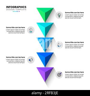 Infographic template with icons and 5 options or steps. 3d arrows. Can be used for workflow layout, diagram, banner, webdesign. Vector illustration Stock Vector