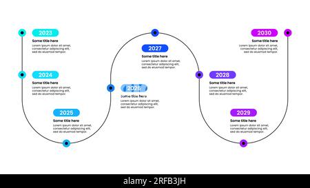 Infographic template with 8 options or steps. Timeline. Can be used for workflow layout, diagram, banner, webdesign. Vector illustration Stock Vector