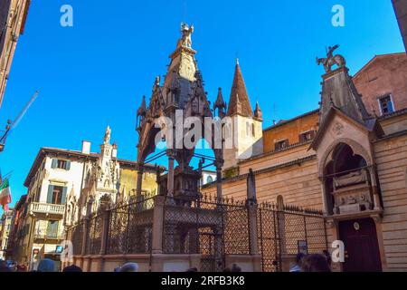 View of Scaliger Tombs Arche Scaligere Elaborate raised tombs for