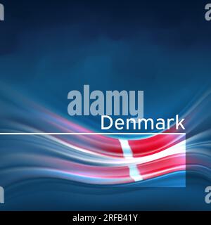 Denmark flag background. Abstract danish flag in the blue sky. National holiday card design. Business brochure design. State banner, denmark poster Stock Vector