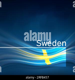 Sweden flag background. Abstract swedish flag in the blue sky. National holiday card design. Business brochure design. State banner, sweden poster Stock Vector