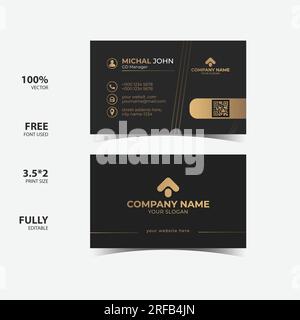 Luxury and modern business card template. design black and gold color. Stock Vector