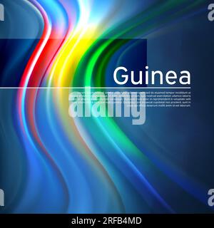 Guinea flag background. Abstract guinea flag in the blue sky. National holiday card design. Business brochure design. State banner, poster, patriotic Stock Vector