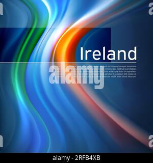 Republic of ireland flag background. Abstract irish flag in blue sky. National holiday card design. Business brochure design. State banner, ireland Stock Vector