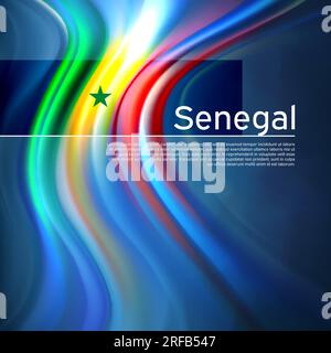 Senegal flag background. Abstract senegalese flag in blue sky. National holiday card design. Business brochure design. State banner, senegal poster Stock Vector