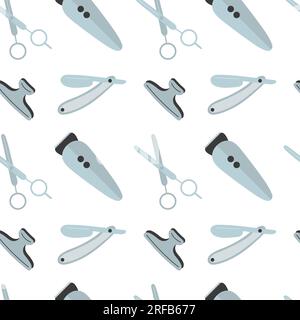 Barbershop vector flat style seamless pattern Stock Vector