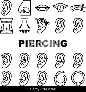 piercing ring earring nose icons set vector Stock Vector Image & Art ...