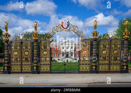 Warrington Town Hall. The hall was designed by James Gibbs and built in 1750 for Thomas Patten, Esq., it is also known as Bank Hall.The Golden Gates. Stock Photo