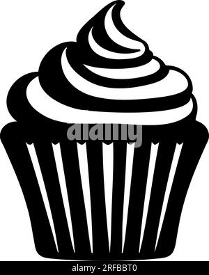 Cupcake silhouette icon isolated. Vector illustration Stock Vector