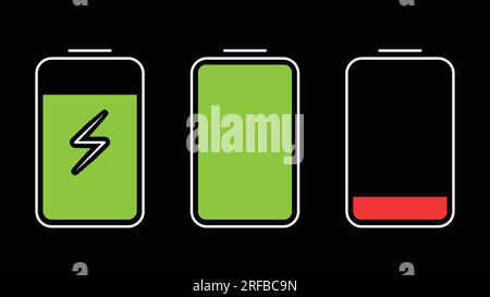Discharged and fully charged battery. vector illustration Stock Vector