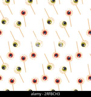 Halloween candy lollipops candy in the shape of an eye and on a stick. Vector illustration Stock Vector